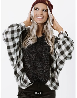 Black and White Buffalo Plaid Flannel Shirt for Women Oversized Long Sleeve Casual Blouse Comfortable Chic Cardigan Breathable Top - Bucket 1