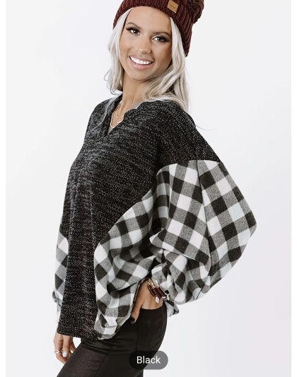 Black and White Buffalo Plaid Flannel Shirt for Women Oversized Long Sleeve Casual Blouse Comfortable Chic Cardigan Breathable Top - Bucket 1