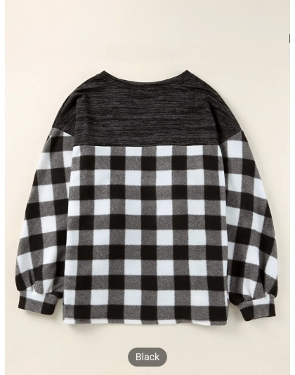 Black and White Buffalo Plaid Flannel Shirt for Women Oversized Long Sleeve Casual Blouse Comfortable Chic Cardigan Breathable Top - Bucket 1