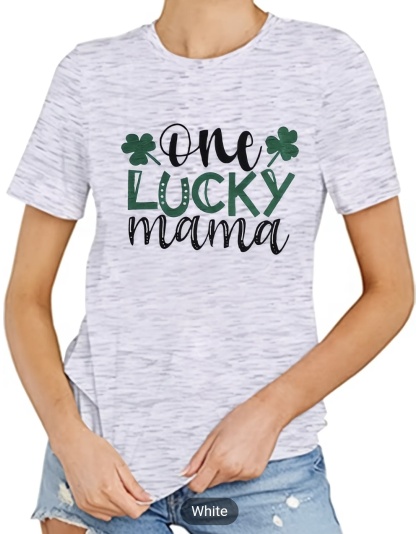 Irish St Patrick’s Day Saint One Lucky Mama Graphic Print Short Sleeve T Shirt Fashion Blouse Comfort Womenswear Top Tshirt Streetwear Summer Lady Casual Crew neck - Box 2